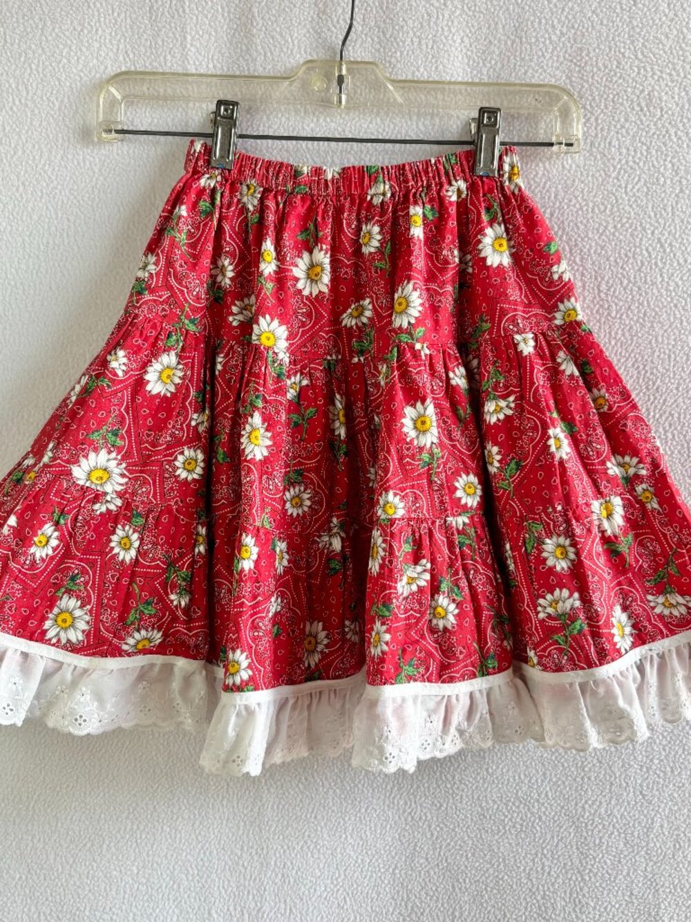 Girl's Handmade Ruffled Daisy Print Dance Skirt 18-31" Waist